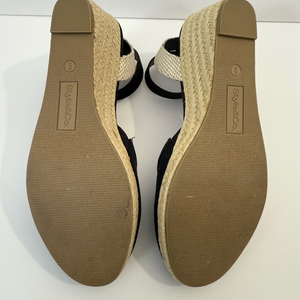 Style & Co. Black and Tan Wedge Espadrilles size 6 - Picture 6 of 6